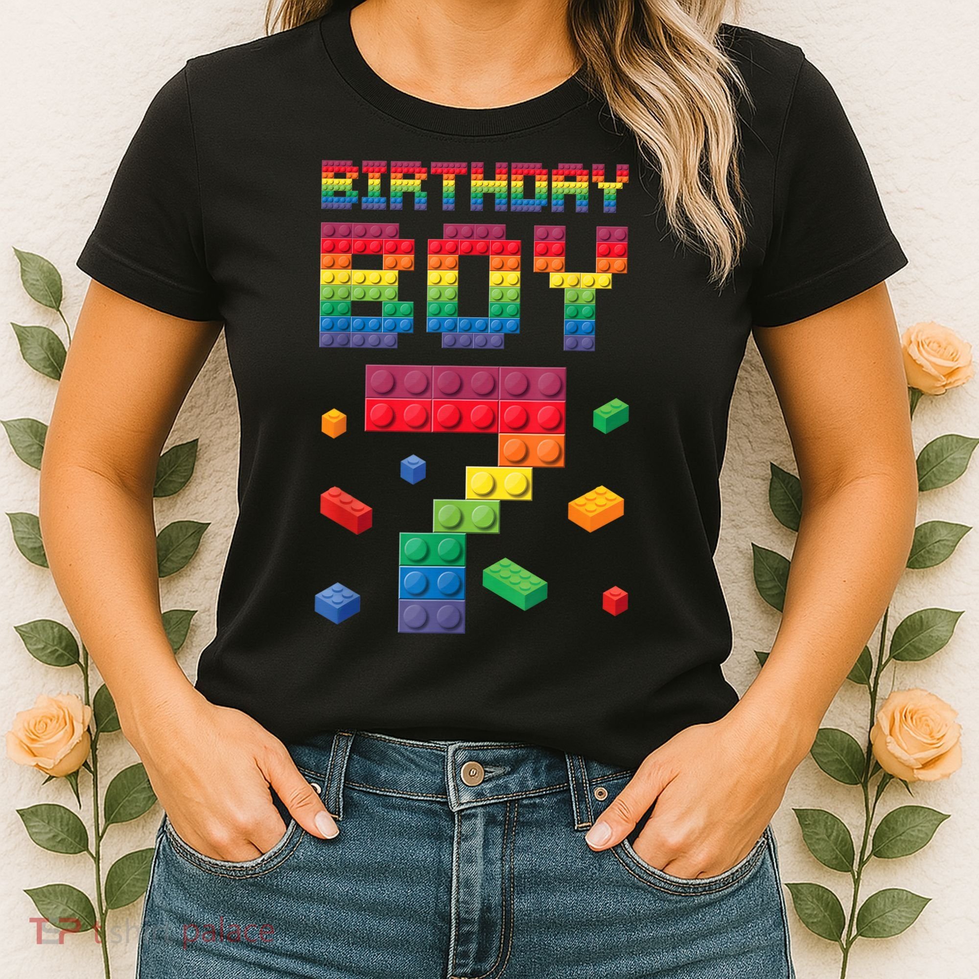 Birthday Boy 7 Years Old Seven Master Builder Building Lover Women's T-Shirt