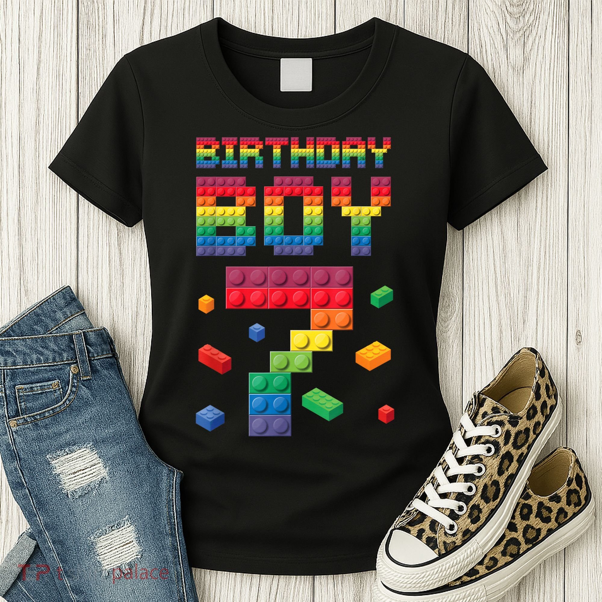 Birthday Boy 7 Years Old Seven Master Builder Building Lover Women's T-Shirt