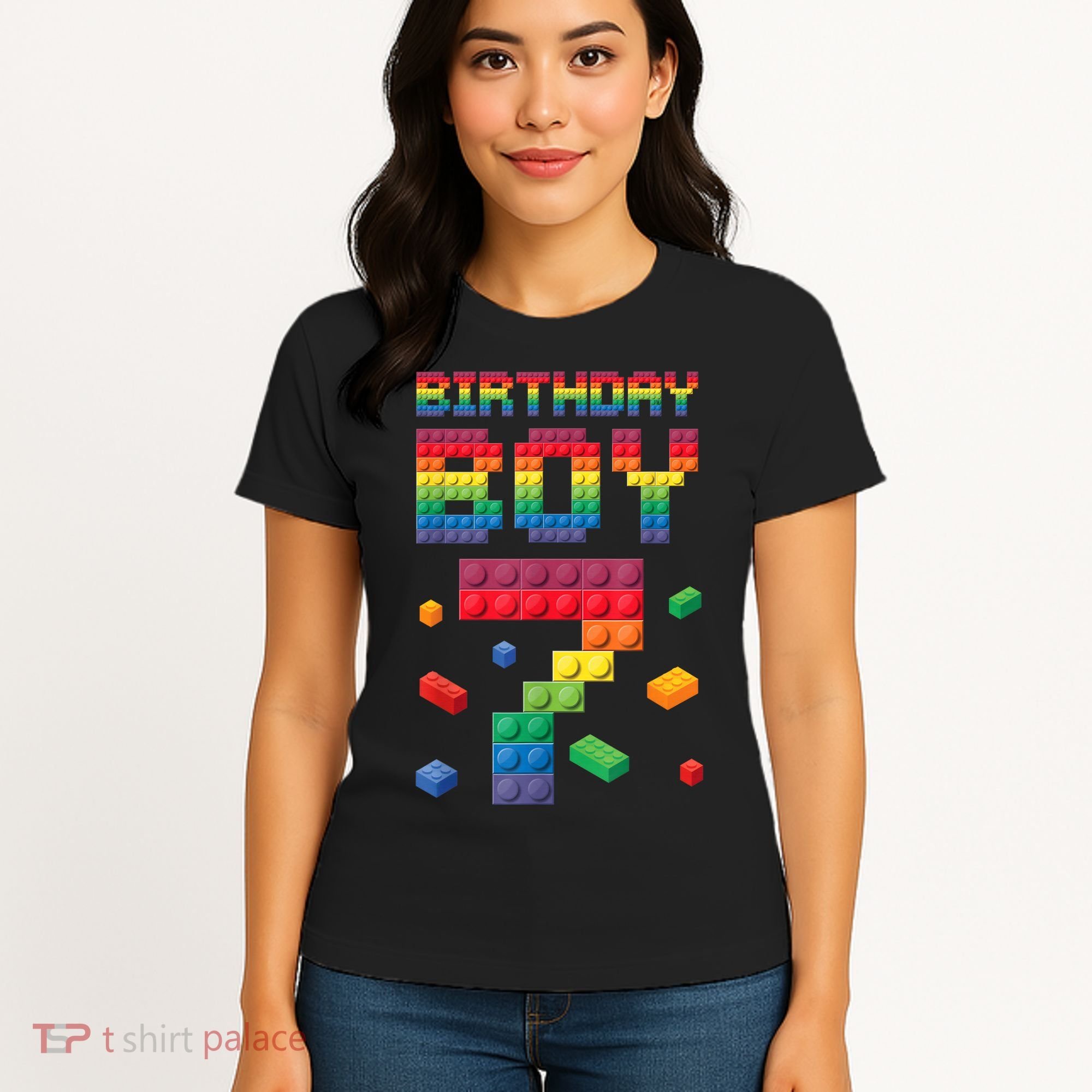 Birthday Boy 7 Years Old Seven Master Builder Building Lover Women's T-Shirt