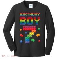 Birthday Boy 7 Years Old Seven Master Builder Building Lover Kids Long Sleeve Shirt thumb 0