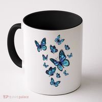Blue Butterfly Art Garden Beautiful Butterflies Coffee Mug thumb 0