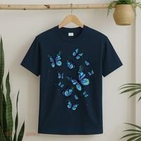 Blue Butterfly Art Garden Beautiful Butterflies T-Shirt thumb 2