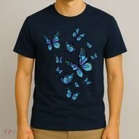 Blue Butterfly Art Garden Beautiful Butterflies T-Shirt thumb 3