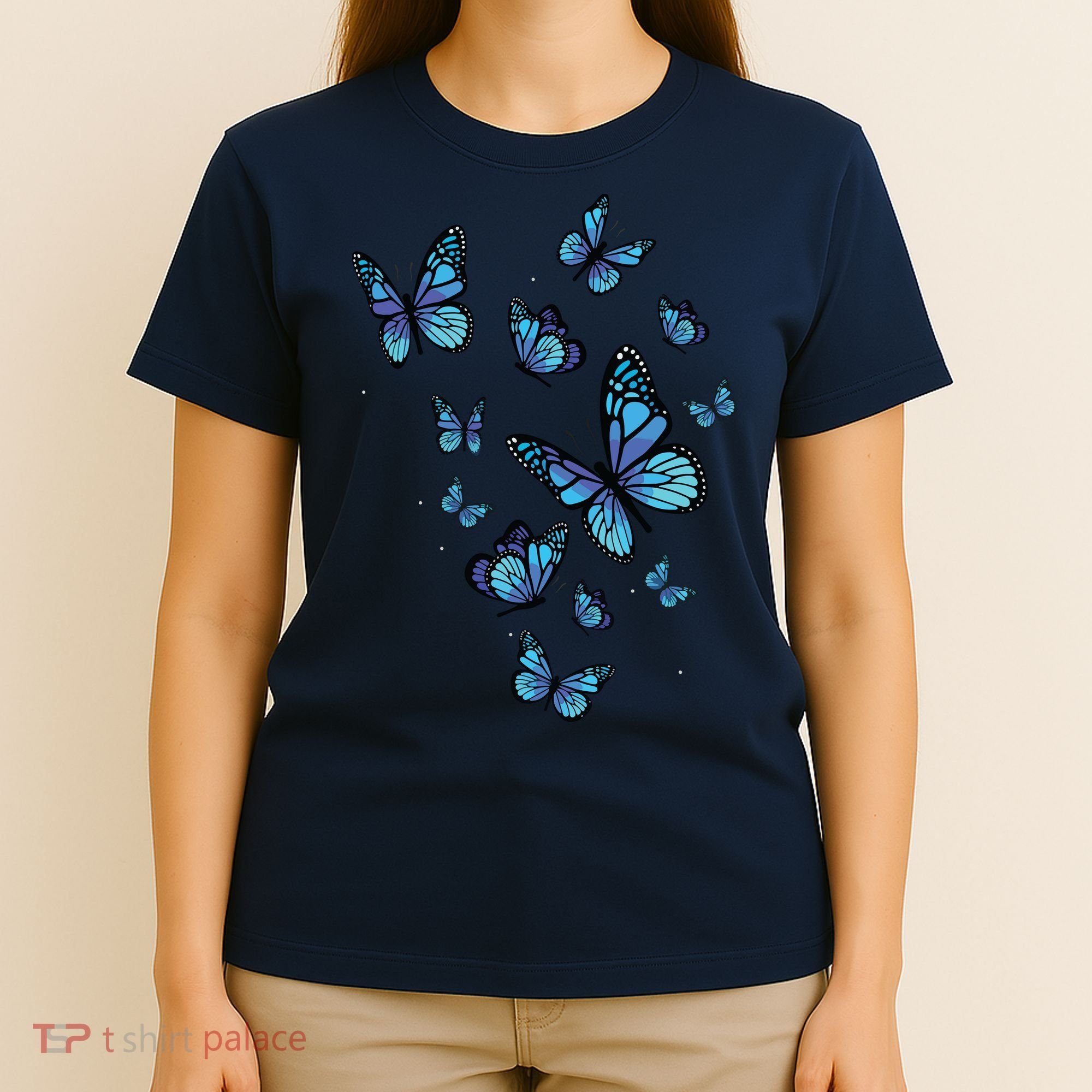 Blue Butterfly Art Garden Beautiful Butterflies T-Shirt