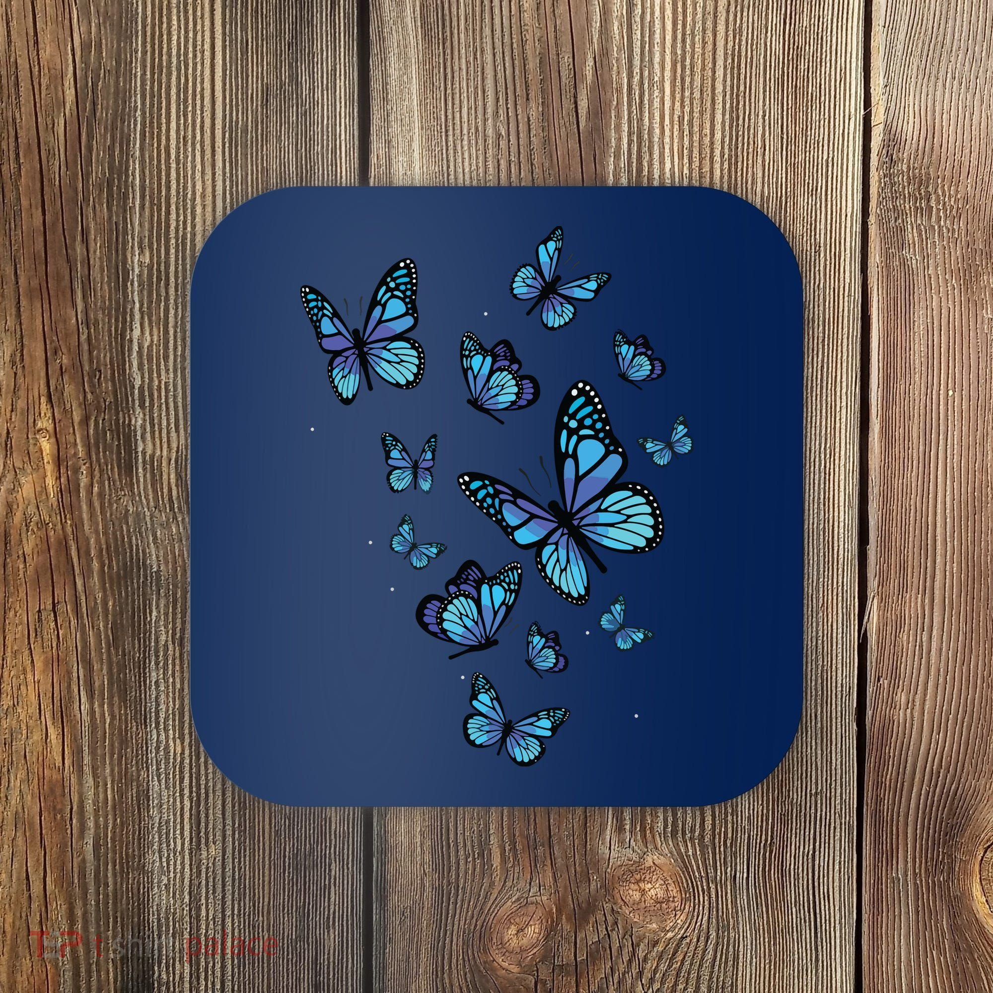 Blue Butterfly Art Garden Beautiful Butterflies Coaster