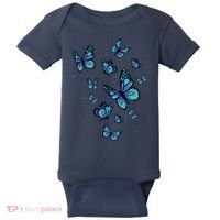 Blue Butterfly Art Garden Beautiful Butterflies Baby Bodysuit thumb 0