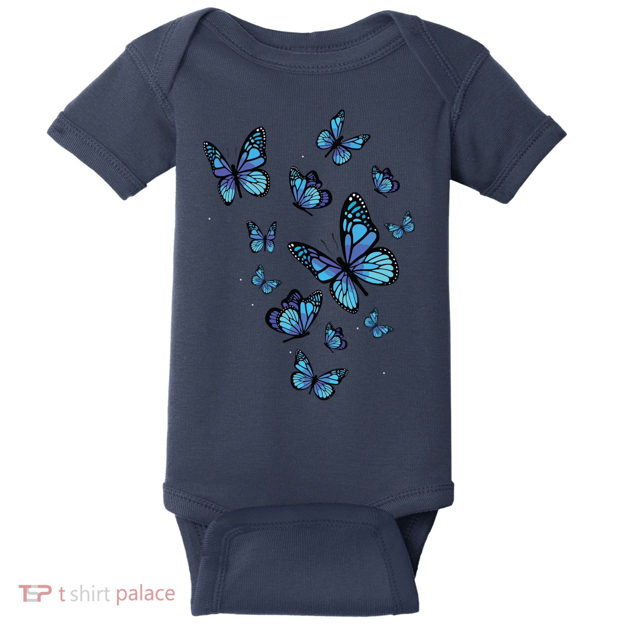 Blue Butterfly Art Garden Beautiful Butterflies Baby Bodysuit