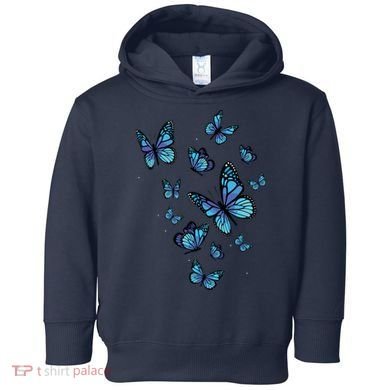 Blue Butterfly Art Garden Beautiful Butterflies Toddler Hoodie