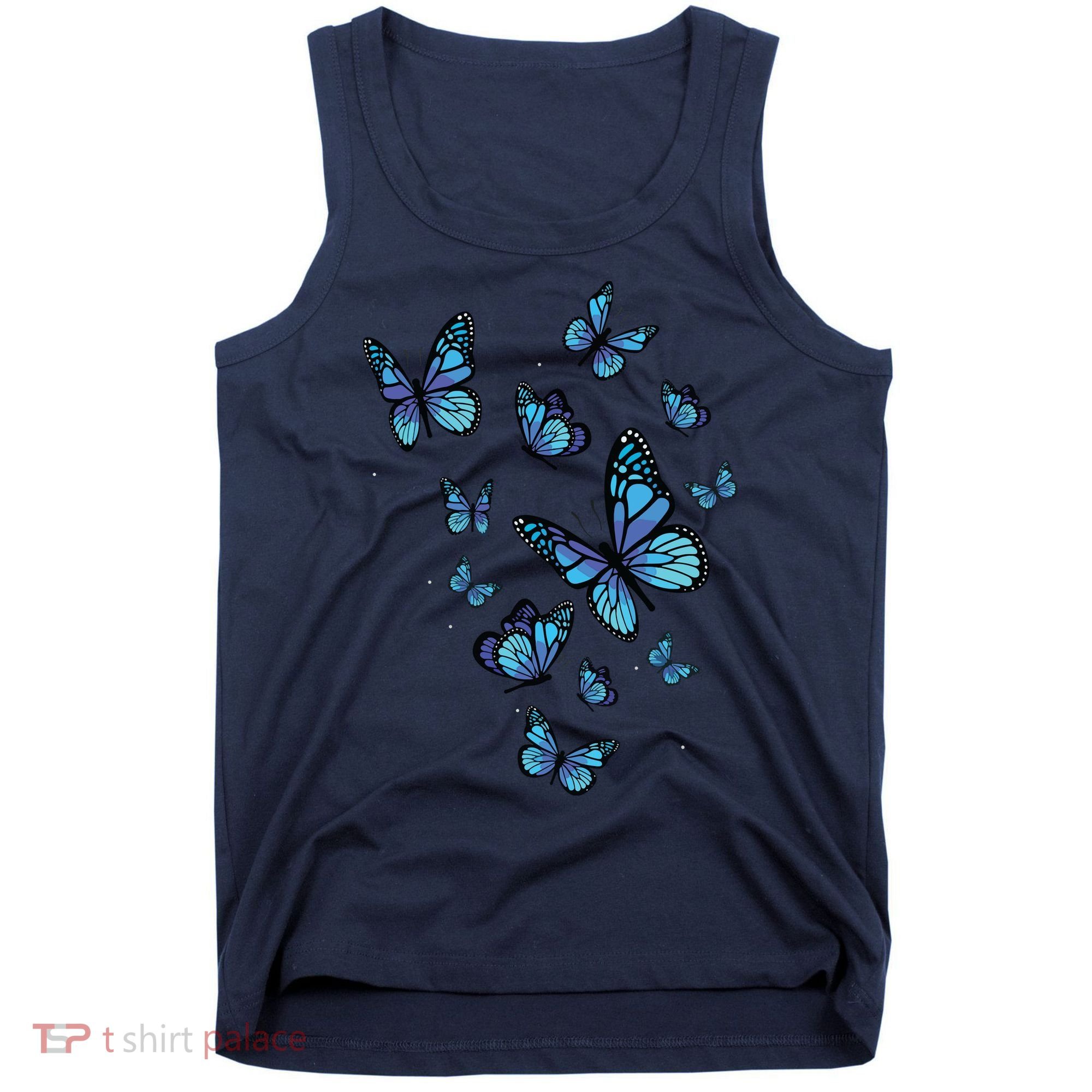 Blue Butterfly Art Garden Beautiful Butterflies Tank Top