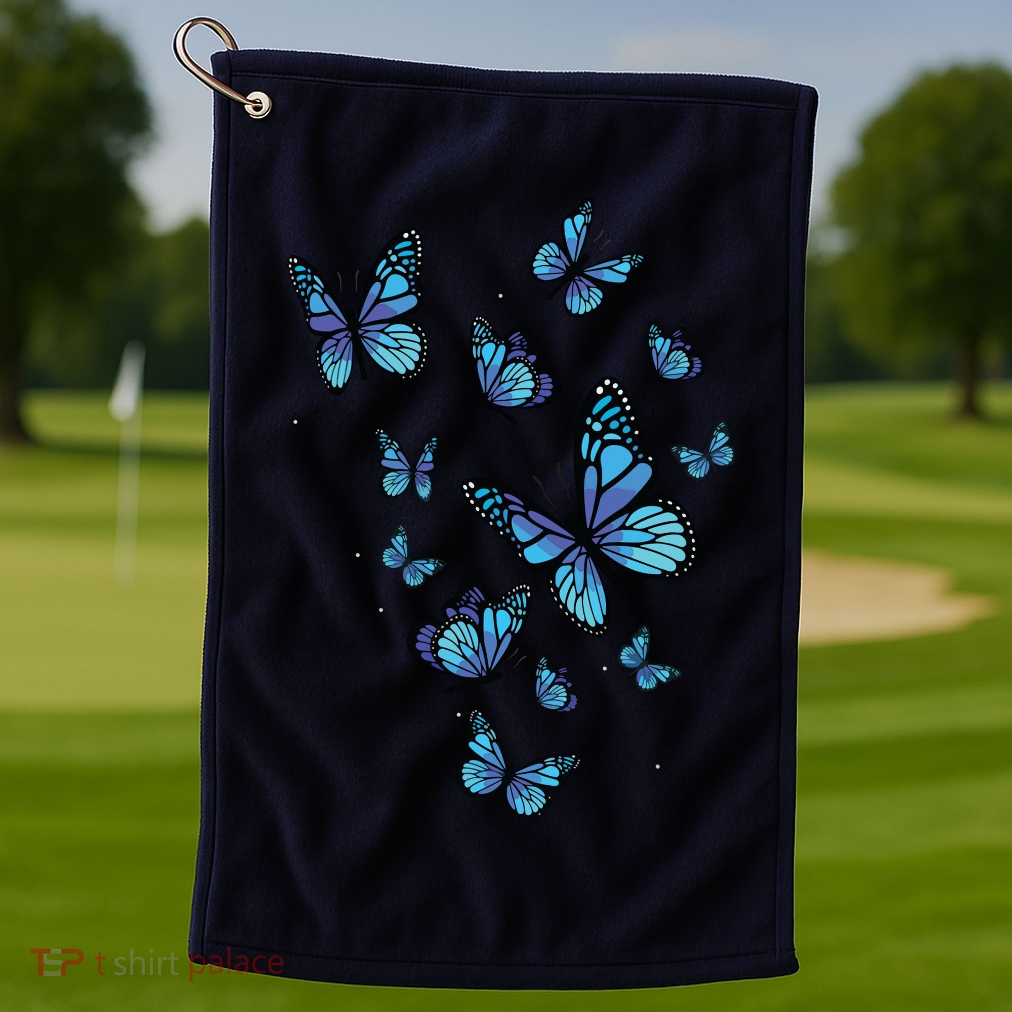 Blue Butterfly Art Garden Beautiful Butterflies Golf Towel