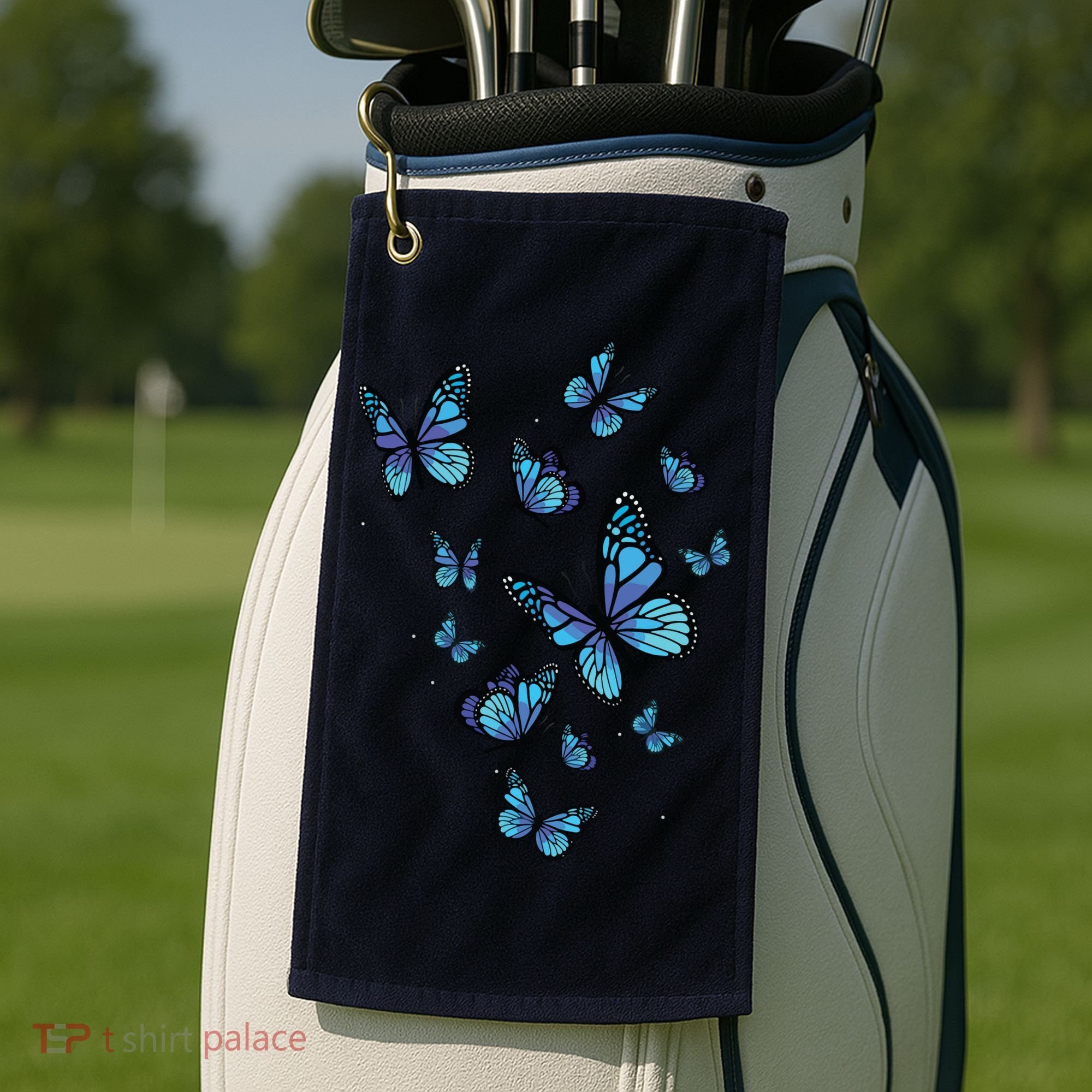 Blue Butterfly Art Garden Beautiful Butterflies Golf Towel