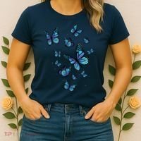 Blue Butterfly Art Garden Beautiful Butterflies Women's T-Shirt thumb 2