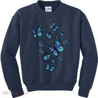 Blue Butterfly Art Garden Beautiful Butterflies Kids Sweatshirt thumb 0