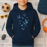 Blue Butterfly Art Garden Beautiful Butterflies Kids Hoodie thumb 2