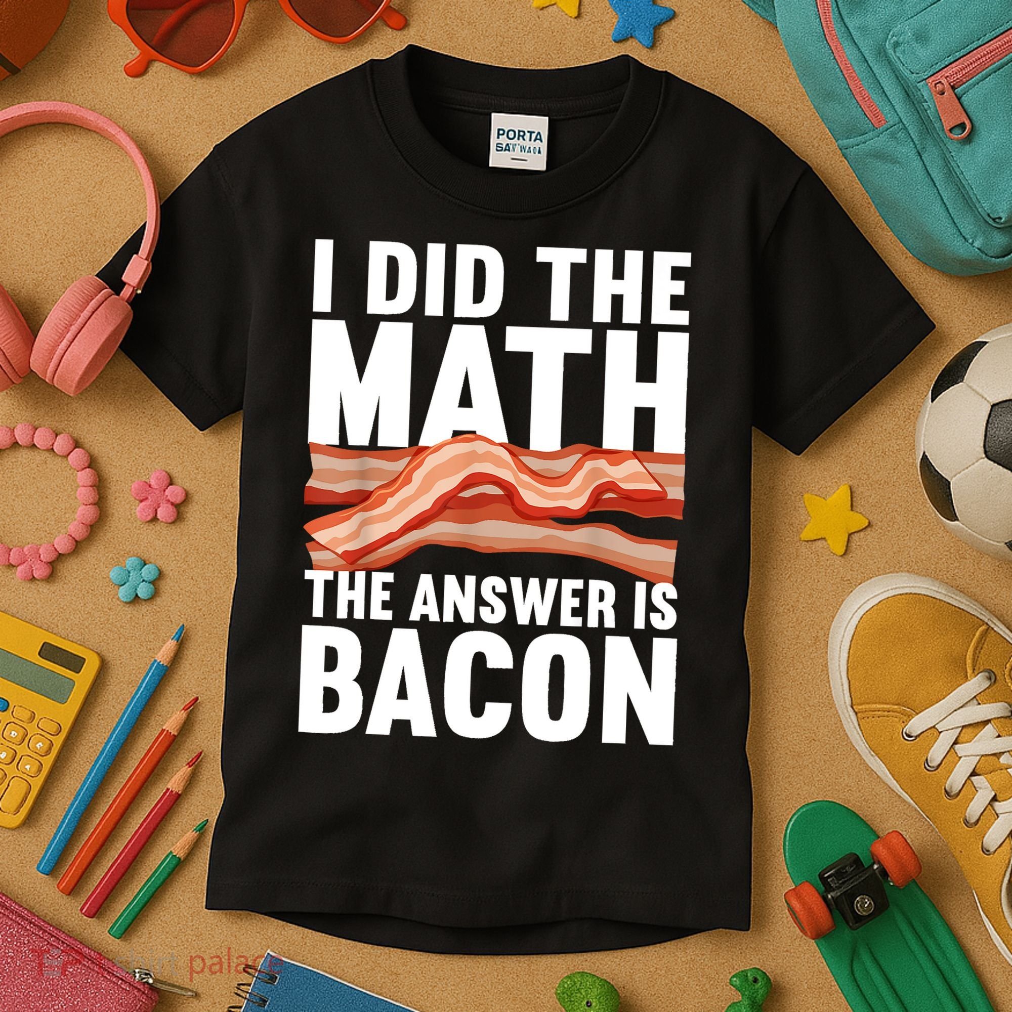 Best Bacon Art For Women Food Pork Meat Bacon Lovers Kids T-Shirt