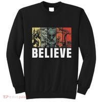 Believe Bigfoot Alien Loch Ness Monster Funny Retro Cryptids Sweatshirt thumb 0