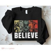 Believe Bigfoot Alien Loch Ness Monster Funny Retro Cryptids Sweatshirt thumb 2
