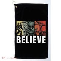 Believe Bigfoot Alien Loch Ness Monster Funny Retro Cryptids Golf Towel thumb 0