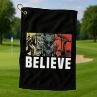 Believe Bigfoot Alien Loch Ness Monster Funny Retro Cryptids Golf Towel thumb 1