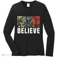 Believe Bigfoot Alien Loch Ness Monster Funny Retro Cryptids Women's Long Sleeve Shirt thumb 0