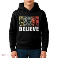 Believe Bigfoot Alien Loch Ness Monster Funny Retro Cryptids Kids Hoodie thumb 4