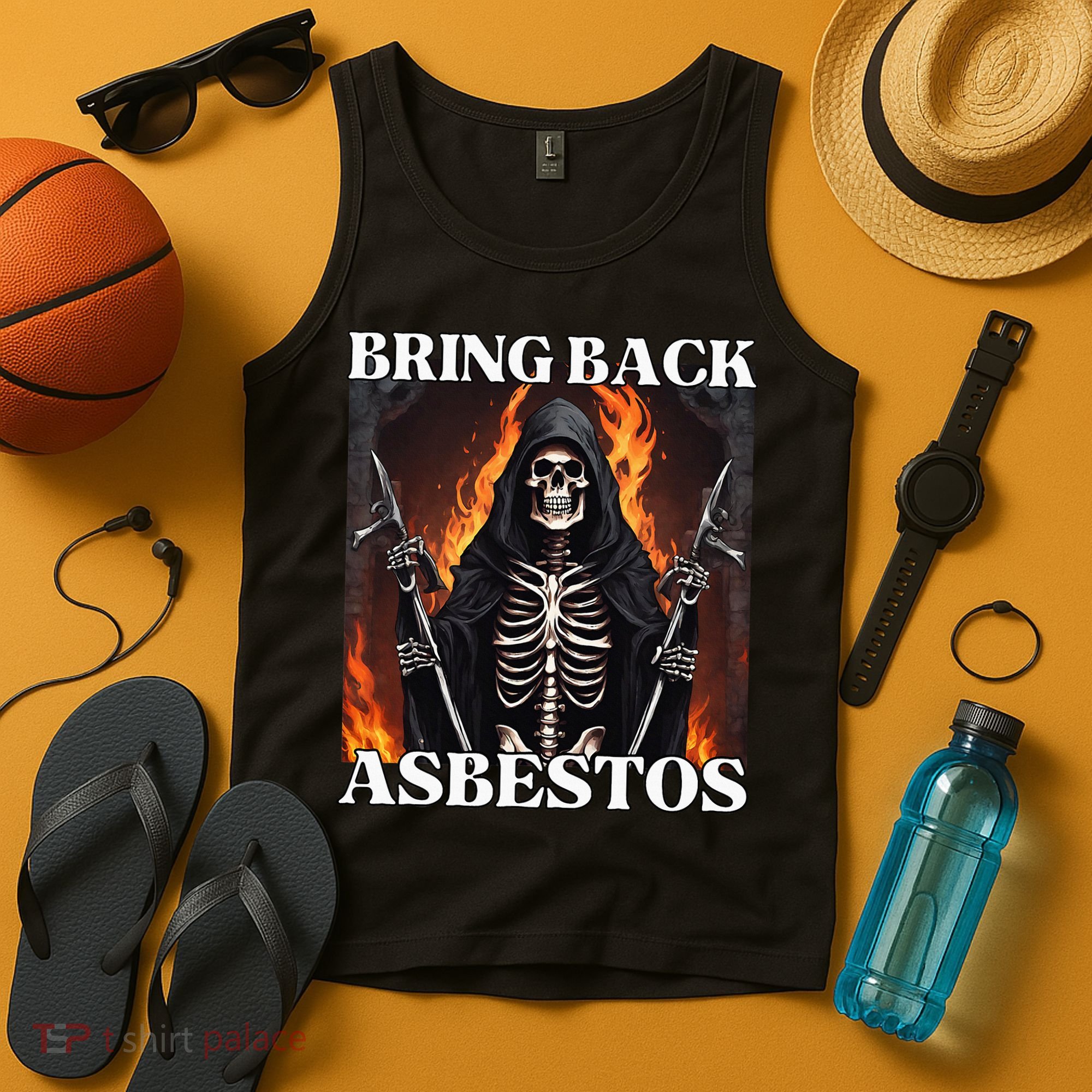 Bring Back Asbestos Funny Cringe Hard Skeleton Tank Top
