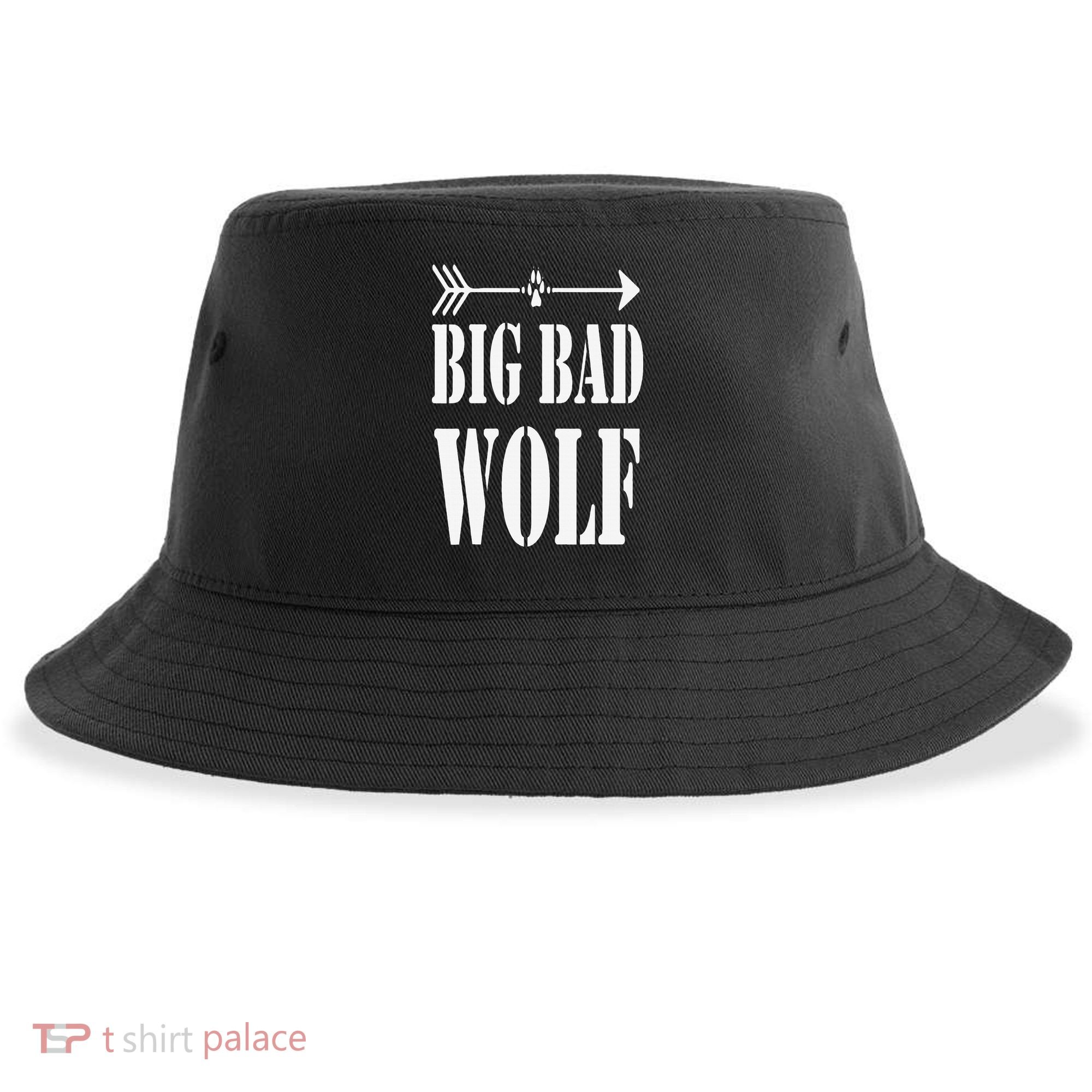 Big Bad and Wolf Funny Wolves Werewolf Cool Dog Sustainable Bucket Hat