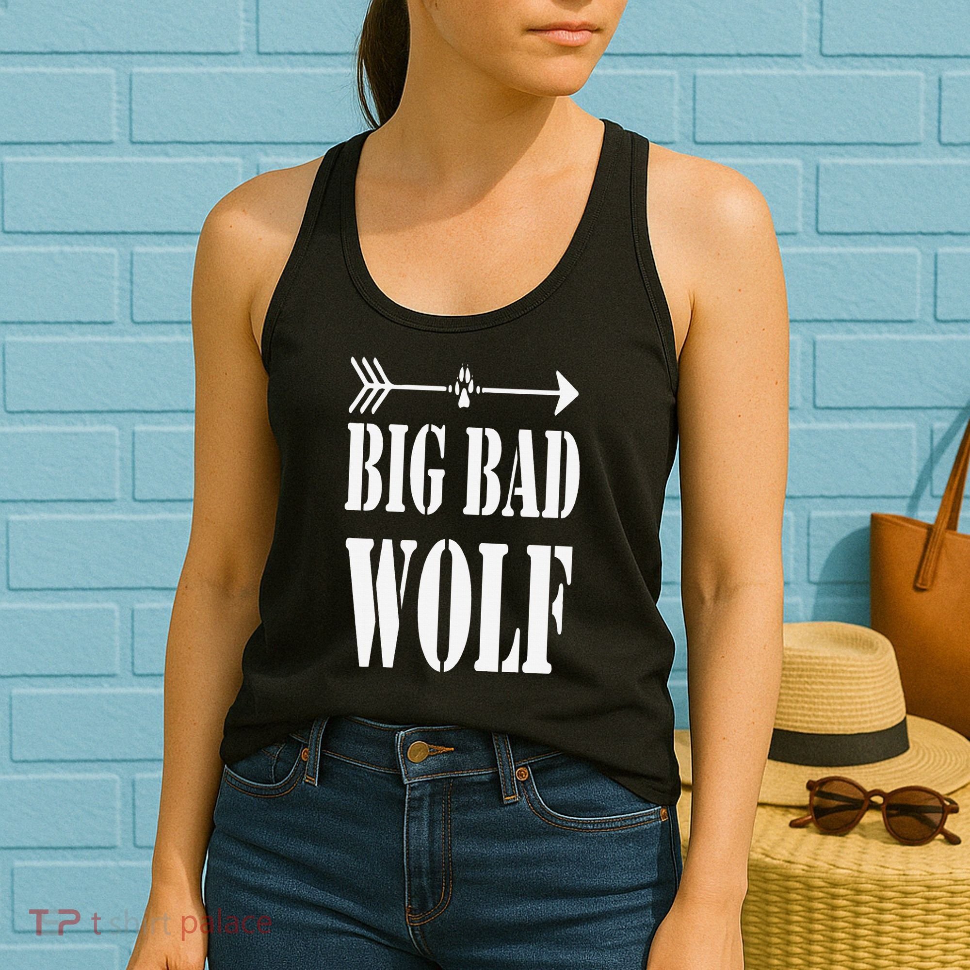 Big Bad and Wolf Funny Wolves Werewolf Cool Dog Women's Tank Top