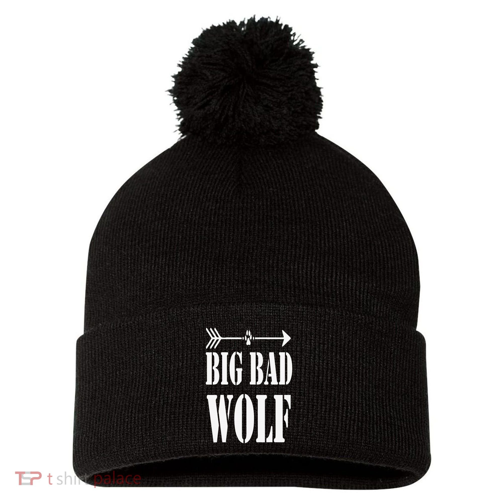 Big Bad and Wolf Funny Wolves Werewolf Cool Dog Pom Pom 12in Knit Beanie