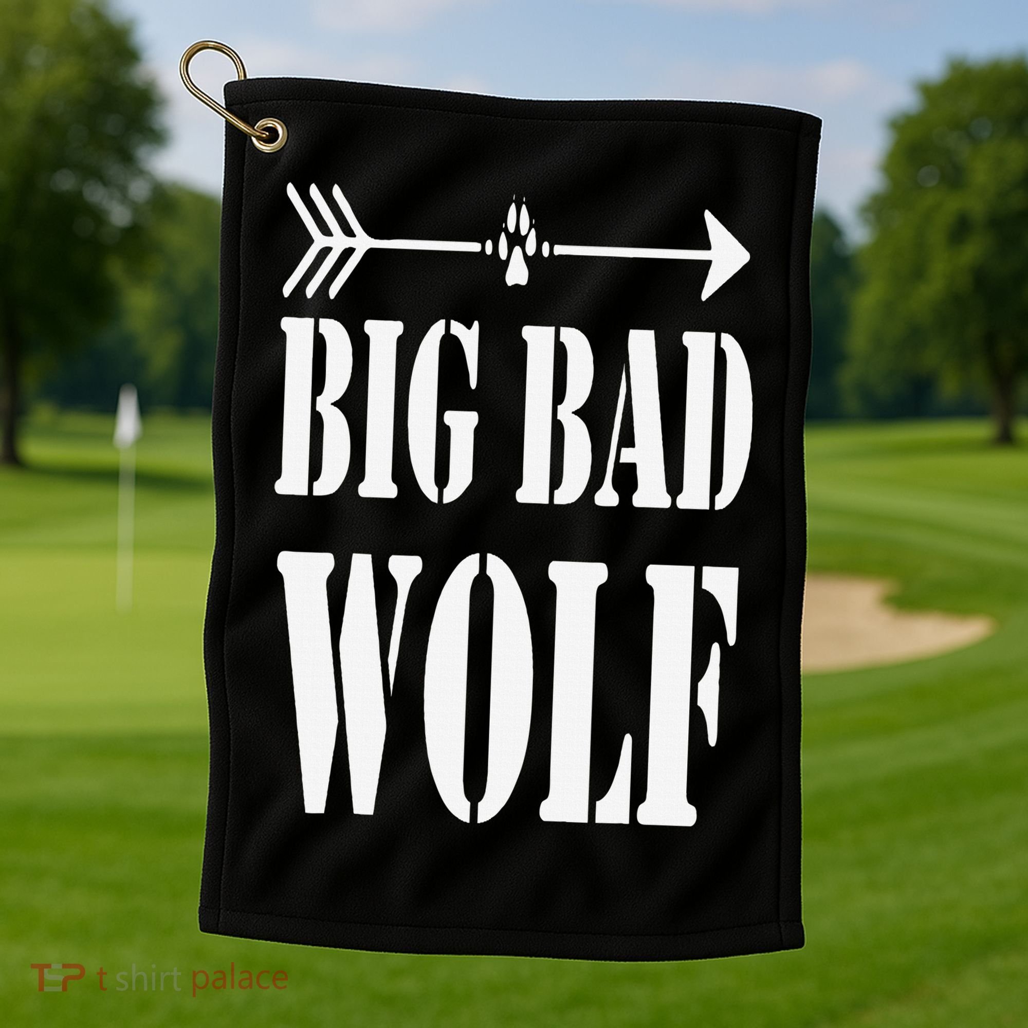 Big Bad and Wolf Funny Wolves Werewolf Cool Dog Golf Towel