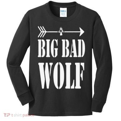 Big Bad and Wolf Funny Wolves Werewolf Cool Dog Kids Long Sleeve Shirt