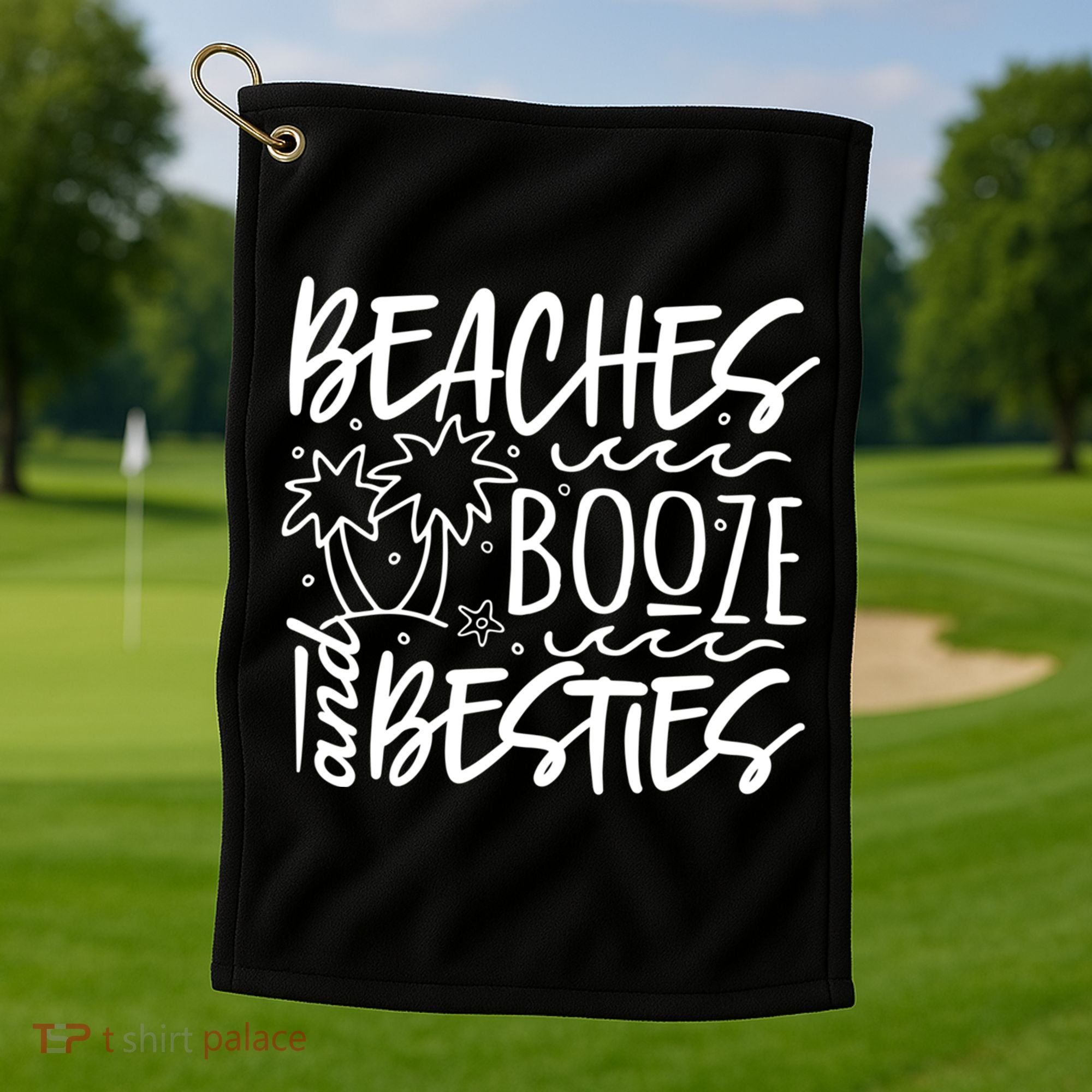 Beaches Booze And Best Friend Vacation Cruise Graphic Great Gift Golf Towel