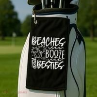 Beaches Booze And Best Friend Vacation Cruise Graphic Great Gift Golf Towel thumb 2