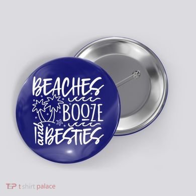 Beaches Booze And Best Friend Vacation Cruise Graphic Great Gift Button