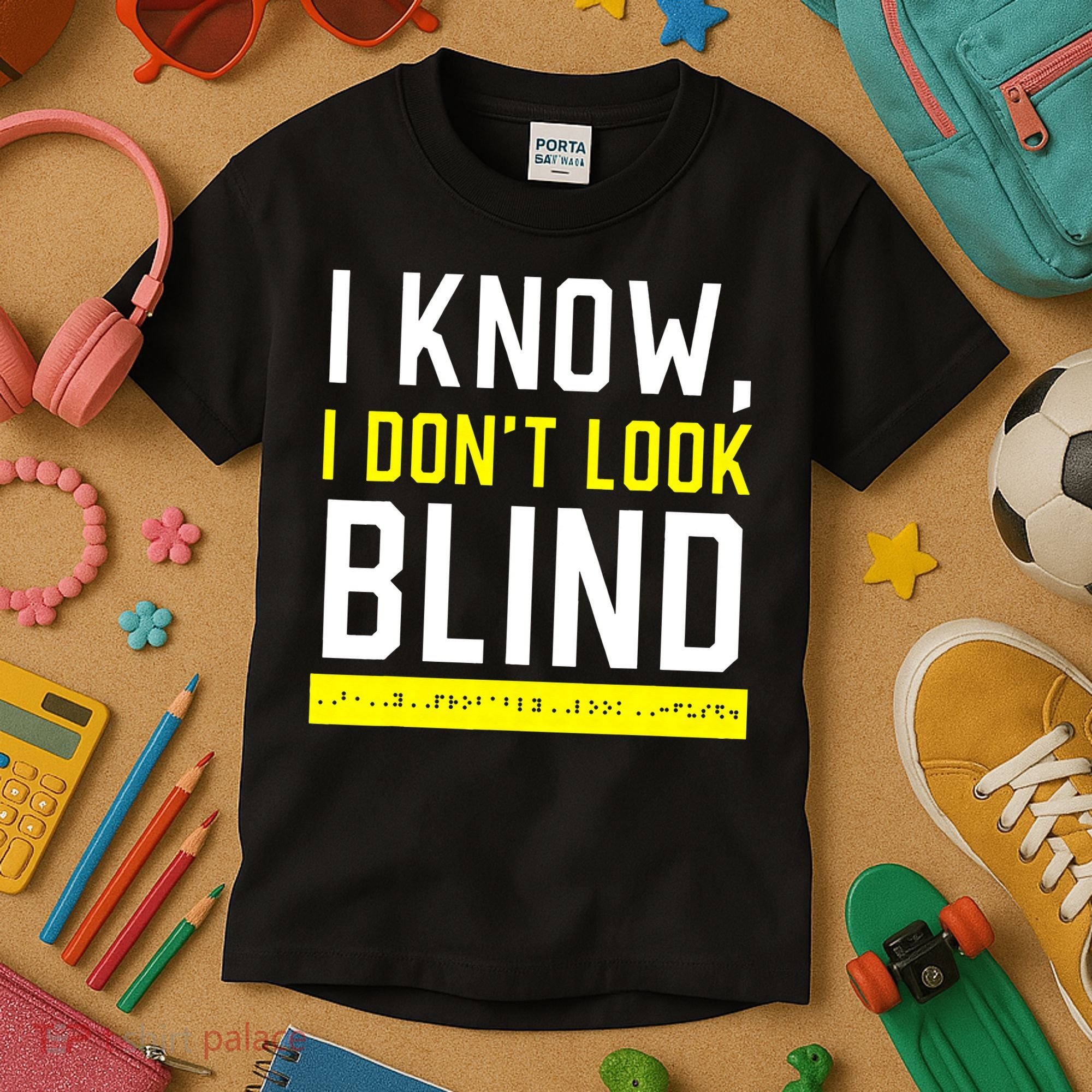 Braille Blind Awareness Visually Impaired Disability Kids T-Shirt