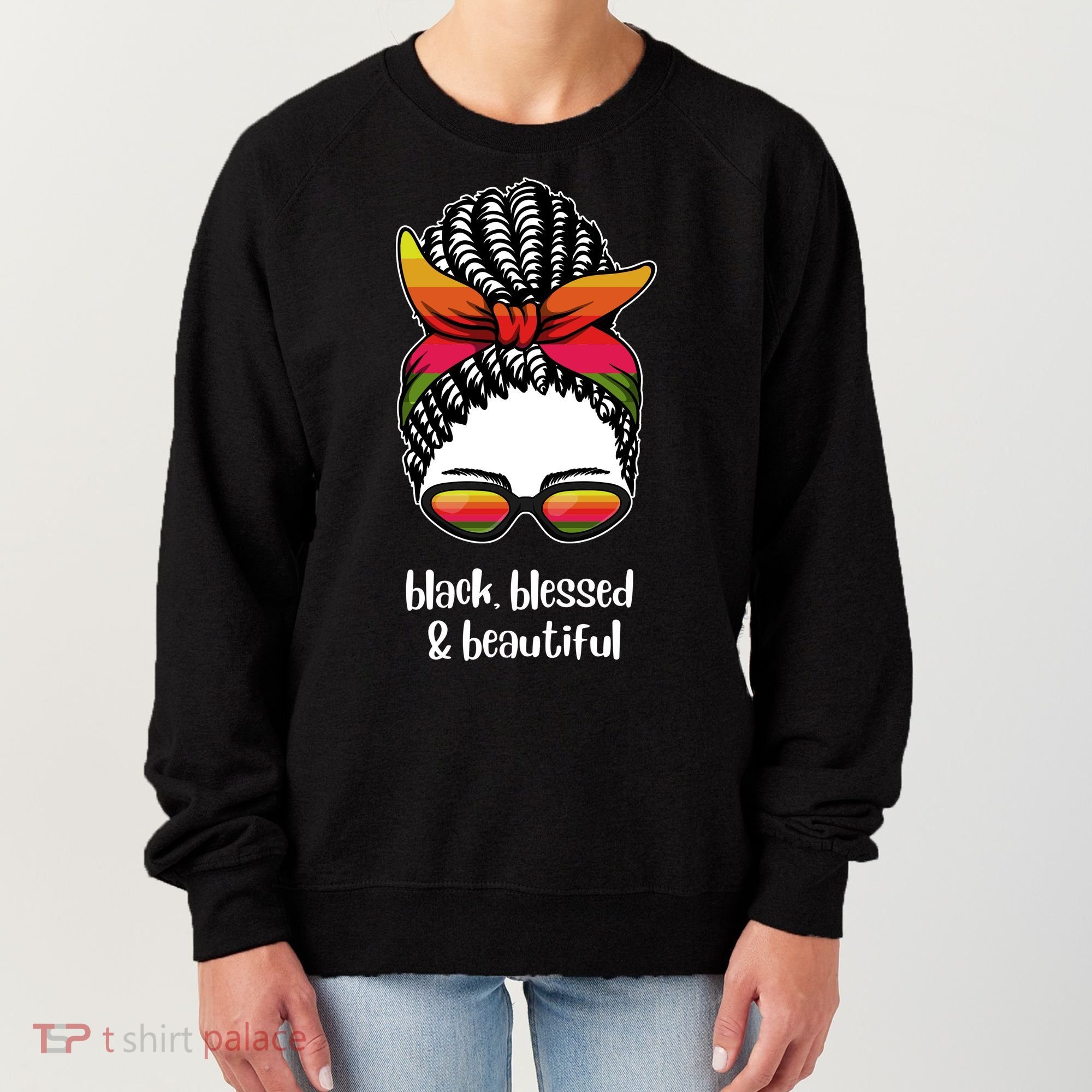 Black Blessed And Beautiful Hair Bun Women's Sweatshirt