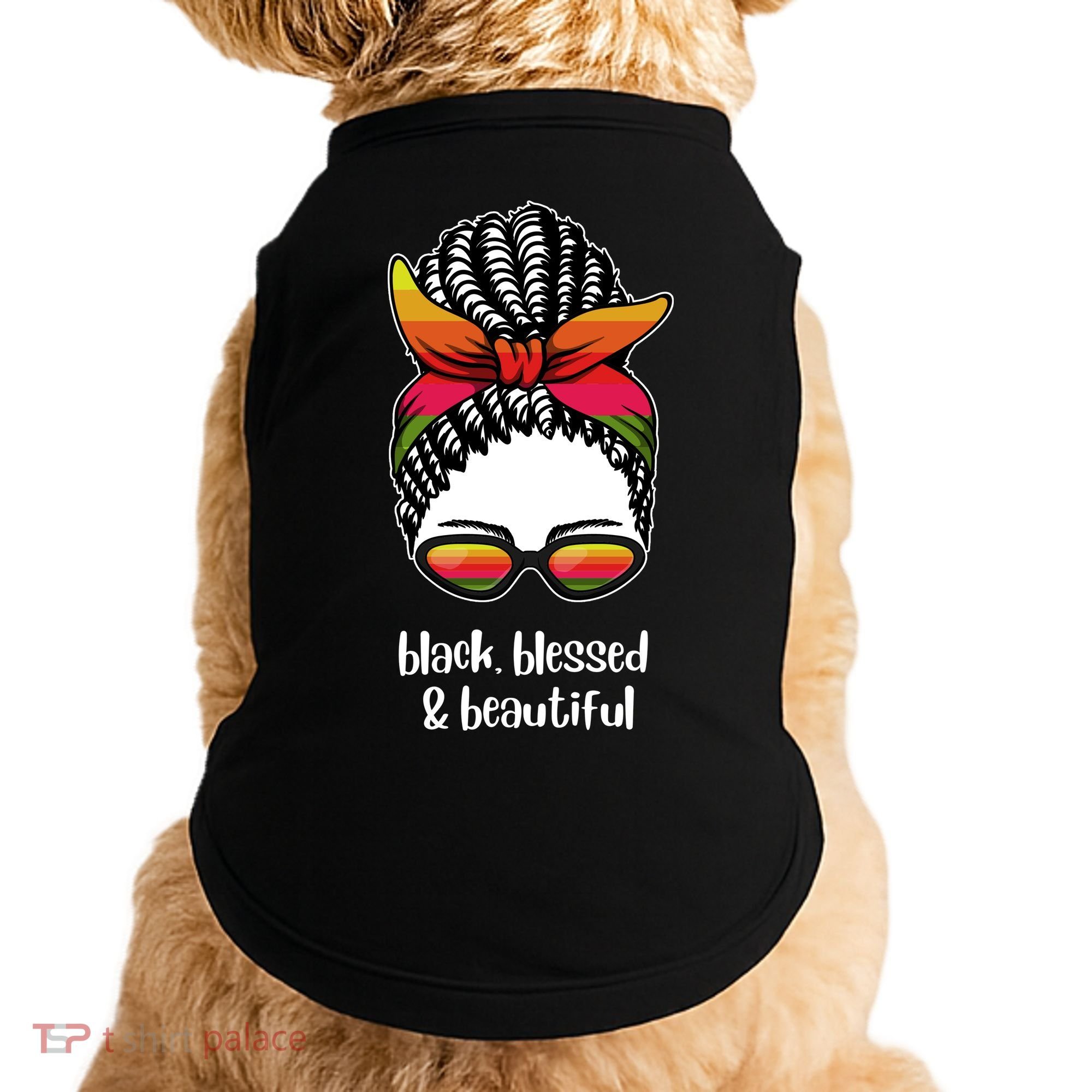 Black Blessed And Beautiful Hair Bun Doggie Tank