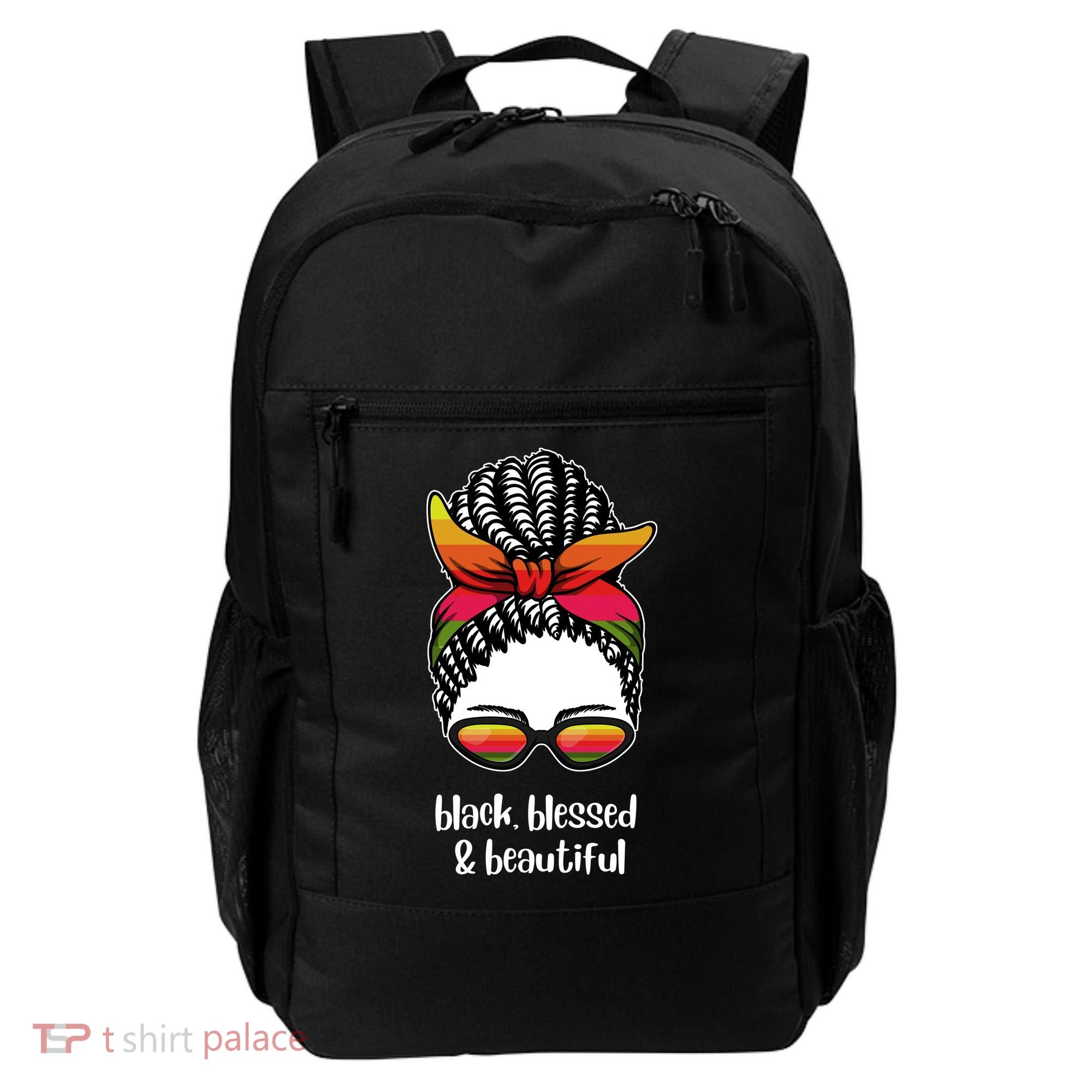 Black Blessed And Beautiful Hair Bun Backpack