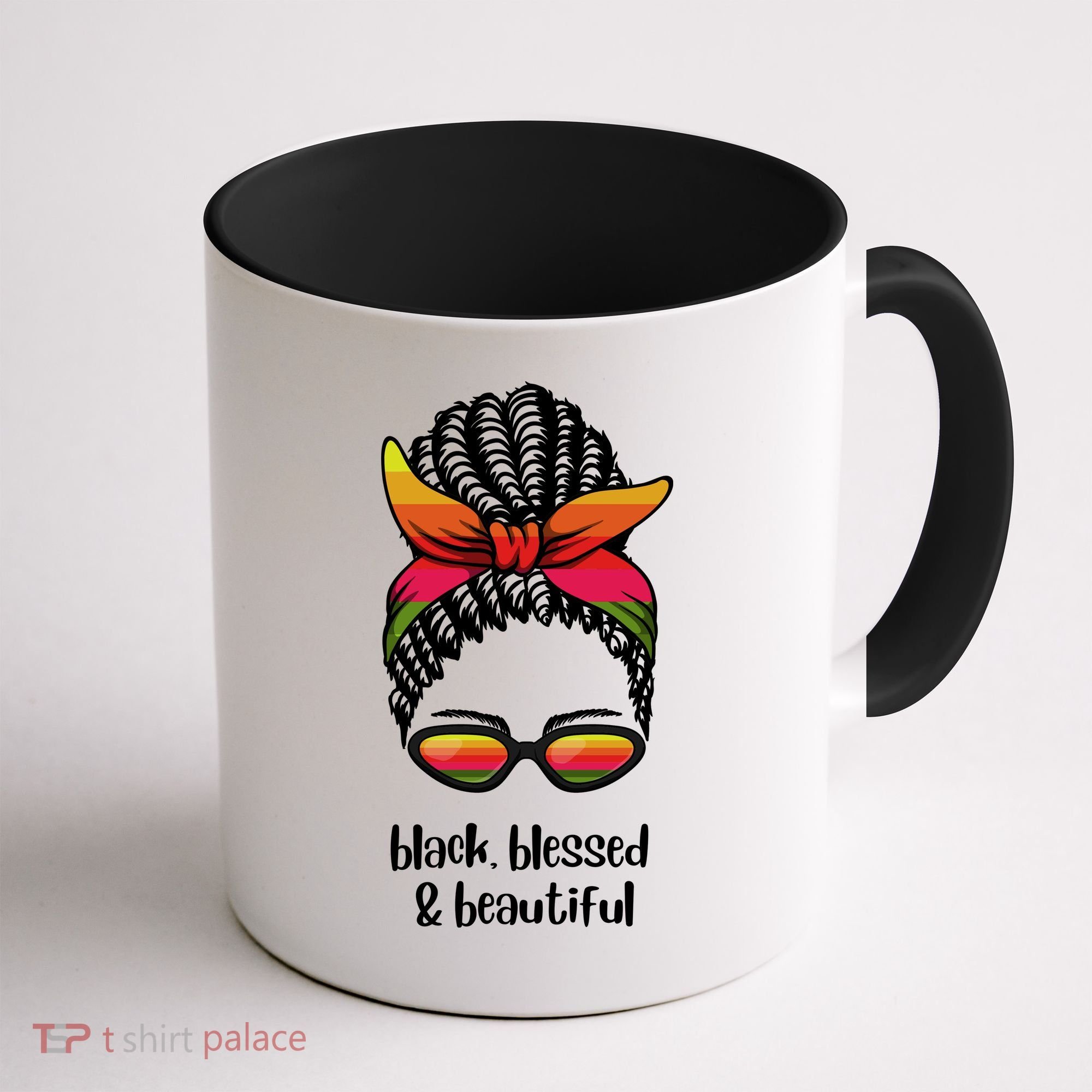 Black Blessed And Beautiful Hair Bun Coffee Mug