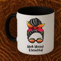 Black Blessed And Beautiful Hair Bun Coffee Mug thumb 2