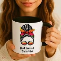 Black Blessed And Beautiful Hair Bun Coffee Mug thumb 3