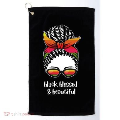 Black Blessed And Beautiful Hair Bun Golf Towel