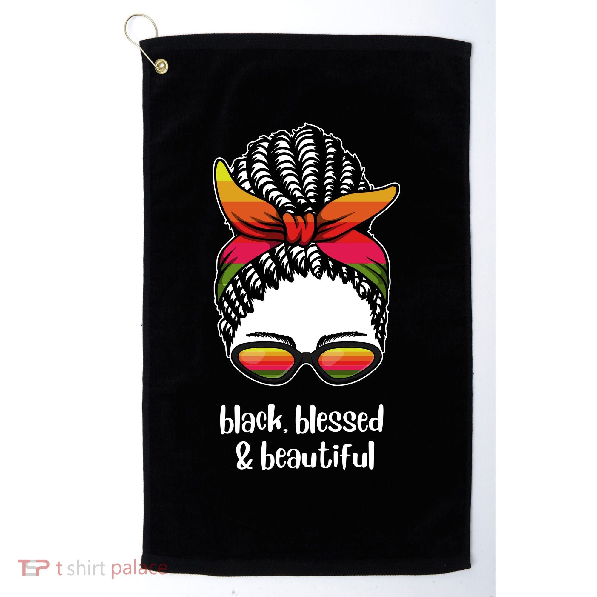 Black Blessed And Beautiful Hair Bun Golf Towel