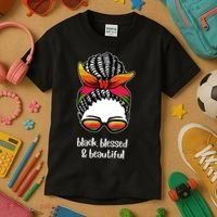 Black Blessed And Beautiful Hair Bun Kids T-Shirt thumb 3