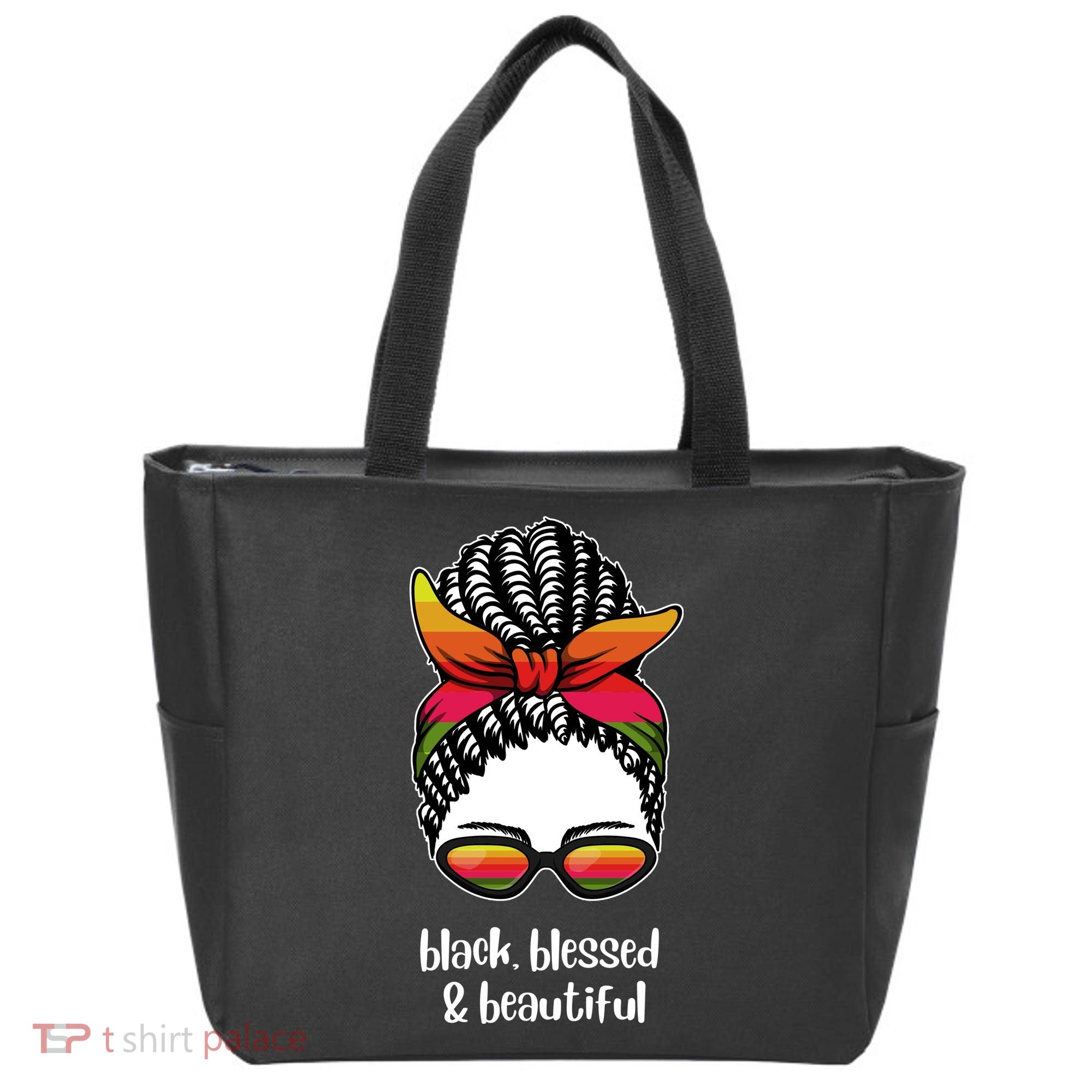 Black Blessed And Beautiful Hair Bun Tote Bag