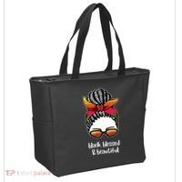 Black Blessed And Beautiful Hair Bun Tote Bag thumb 2