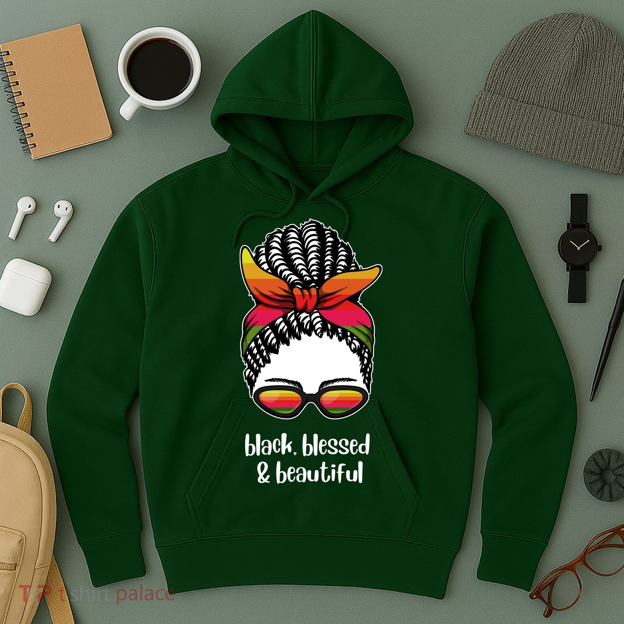 Black Blessed And Beautiful Hair Bun Hoodie