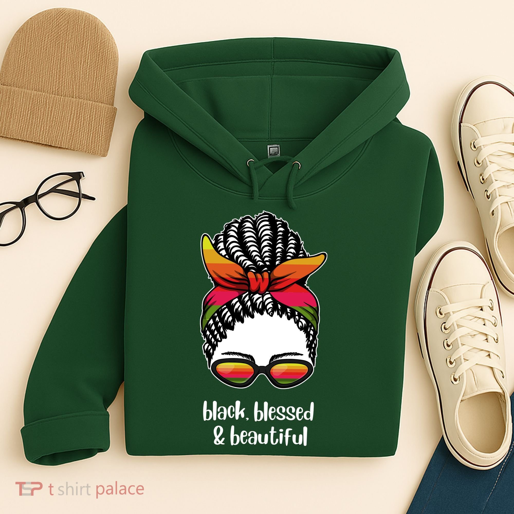 Black Blessed And Beautiful Hair Bun Hoodie