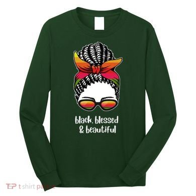 Black Blessed And Beautiful Hair Bun Long Sleeve Shirt