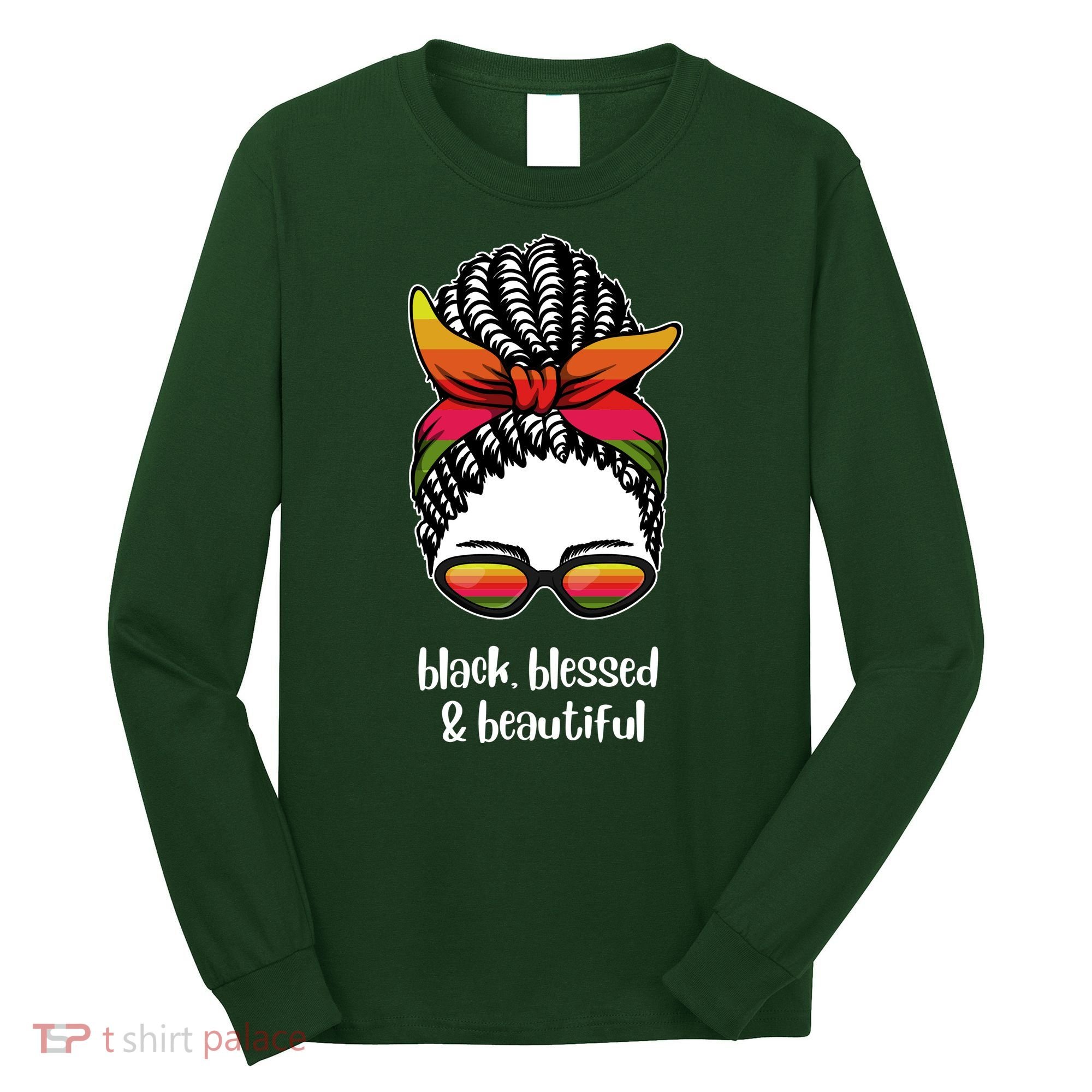 Black Blessed And Beautiful Hair Bun Long Sleeve Shirt